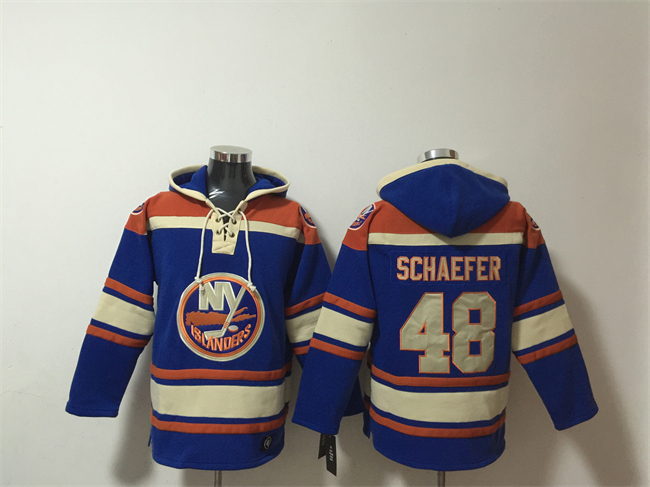 Men's Royal New York Islanders #48 Matthew Schaefer Ageless Must-Have Lace-Up Pullover Hoodie